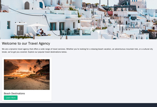 Travel Agency Website: A dynamic design with a full-width header image and a bottom navigation menu. The homepage displa Web Template 2229