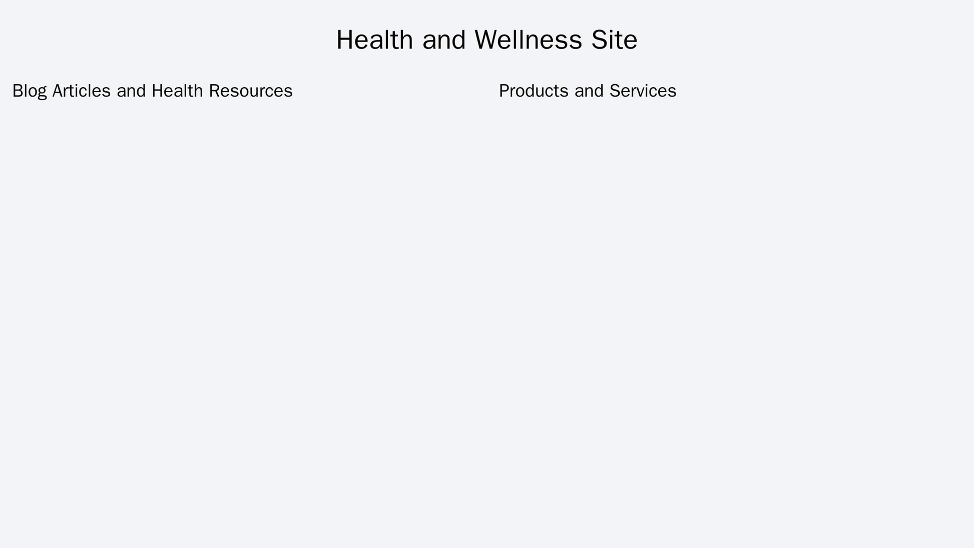 A health and wellness site with a two-column layout, one for blog articles and health resources, and the other for showc Web Template 1059