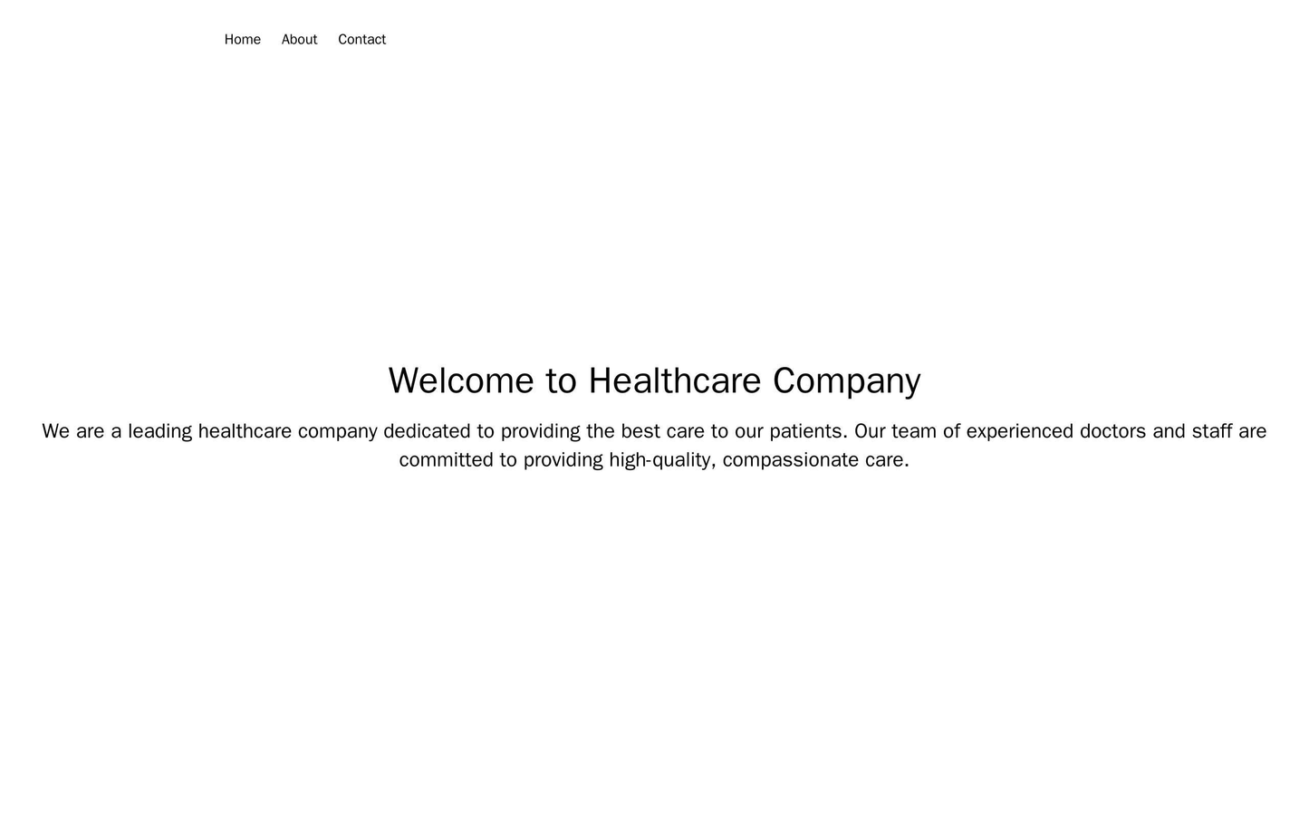 A healthcare company site with a clean, white design, a top navigation bar, and a centered, full-width call-to-action bu Web Template 1484