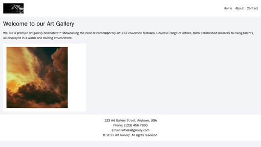 An art gallery site with a grid-style layout. Each image is featured within a square or rectangular space, allowing user Web Template 1570