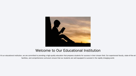 An educational institution website design featuring a centered logo and tagline against an inspirational background imag Web Template 1816