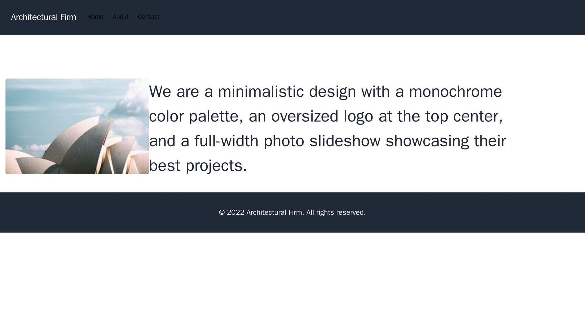 Architectural Firm: A minimalistic design with a monochrome color palette, an oversized logo at the top center, and a fu Web Template 789