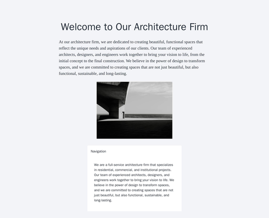 Architecture Firm: A sleek and professional design with large, high-quality images of architectural designs. The logo is Web Template 1371