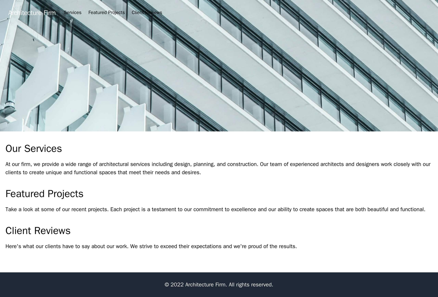 Architecture Firm: A sleek, contemporary design with a full-width image header of a architectural masterpiece, a top nav Web Template 1758