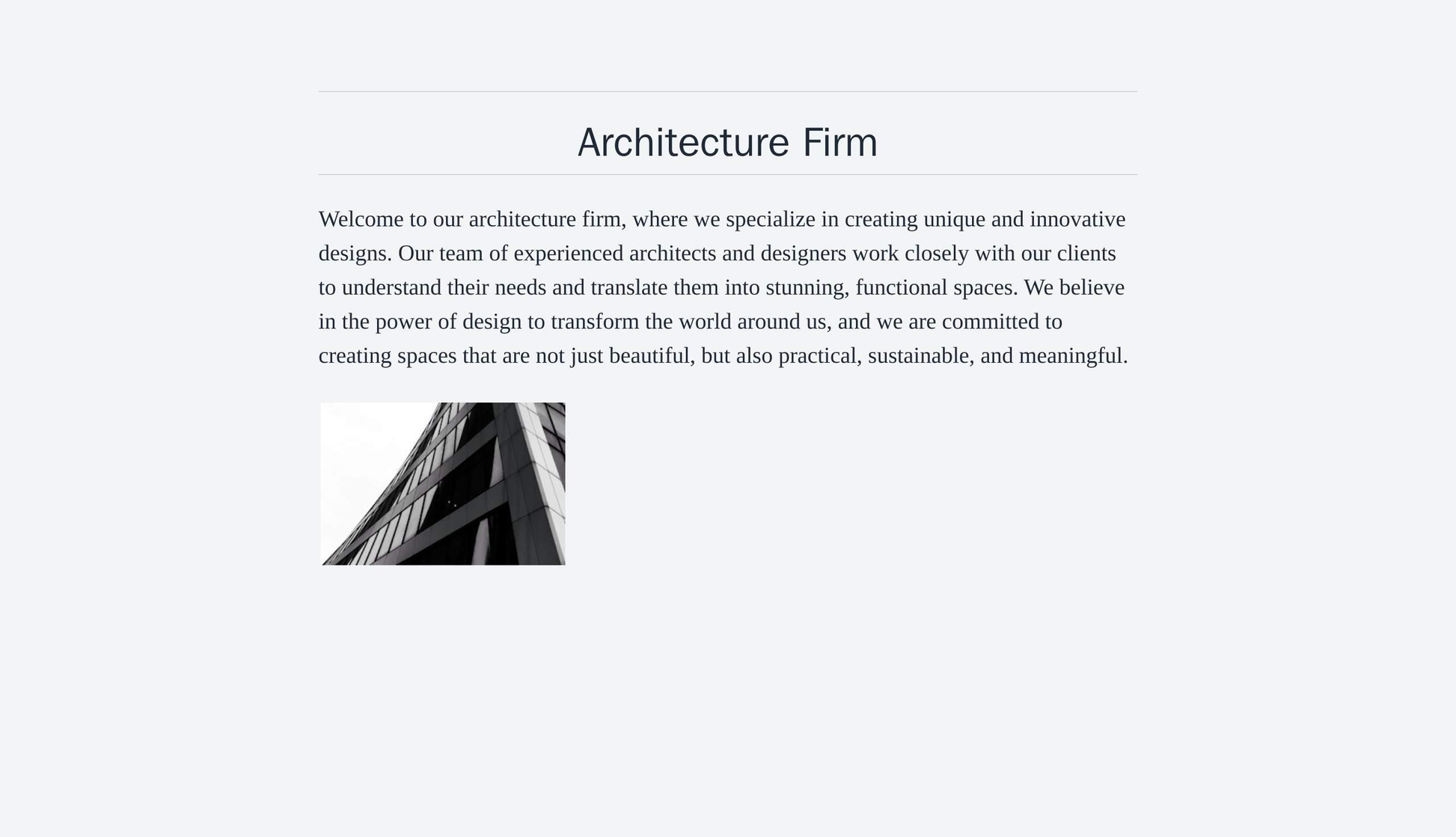 Architecture Firm: A minimalist design featuring large, high-resolution images of buildings and projects, a centered log Web Template 284