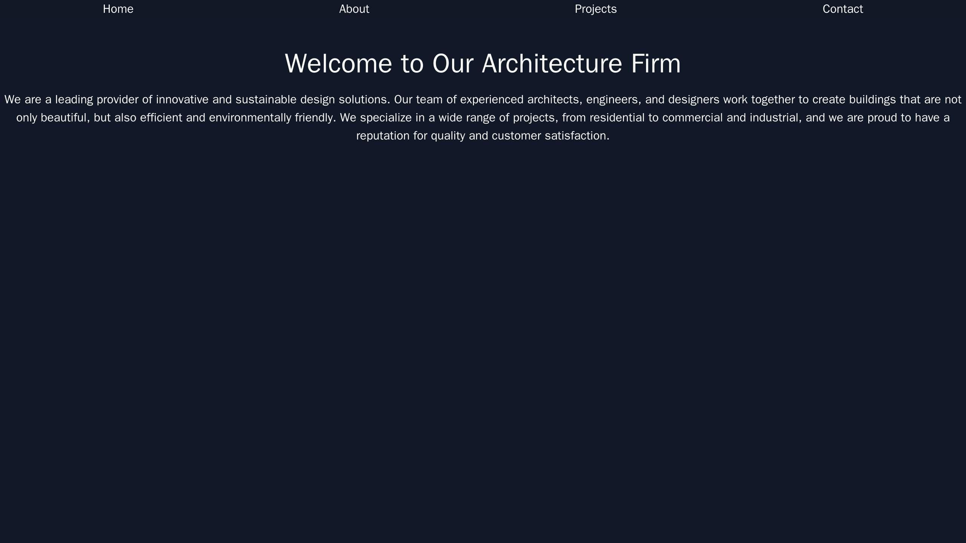 Architecture Firm: A full-screen background image of a built project, with a floating, translucent navigation bar. A dia Web Template 341