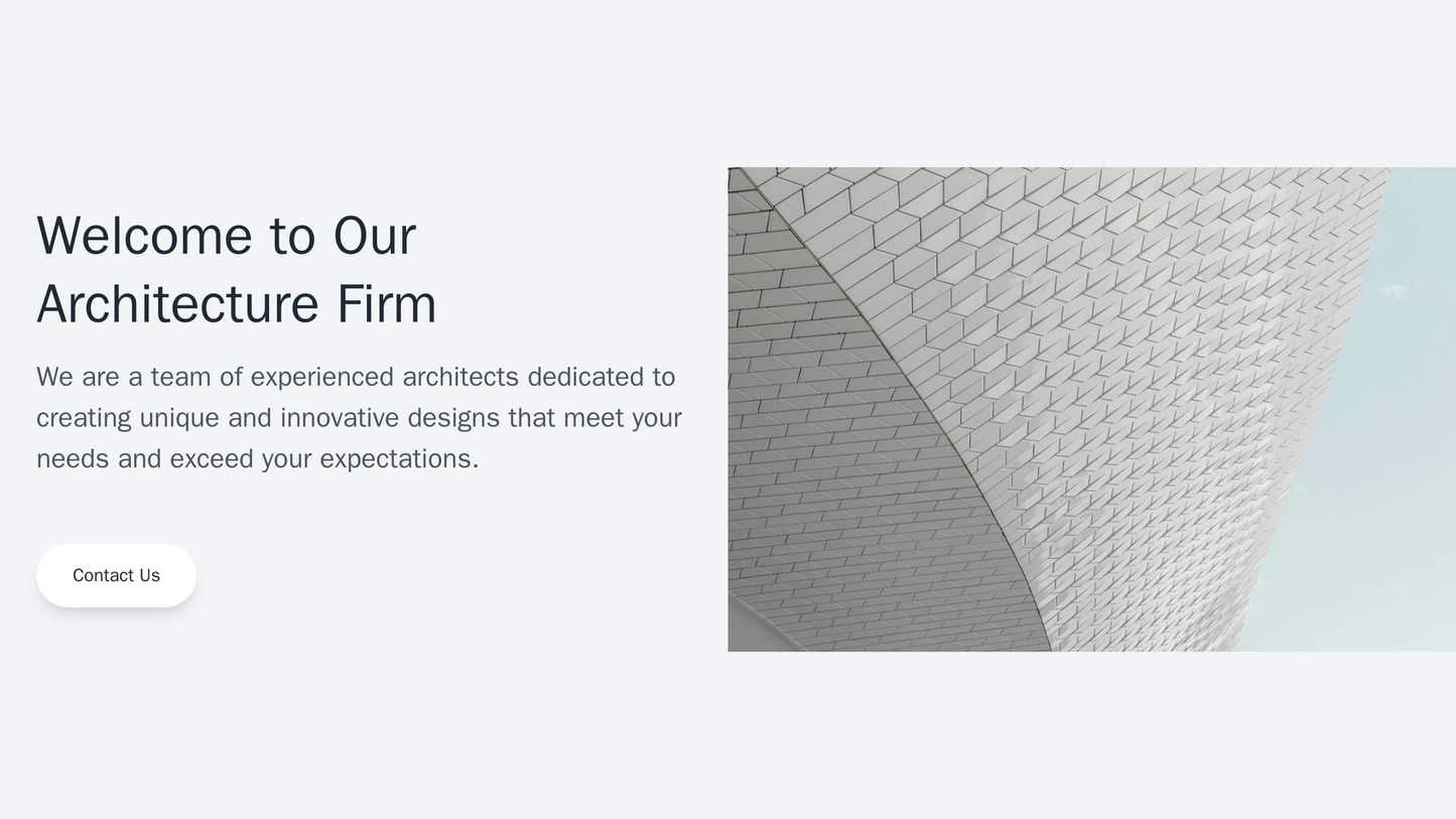 Architecture Firm: A unique, split-screen layout displays the company's logo, tagline, and a call-to-action button on th Web Template 487