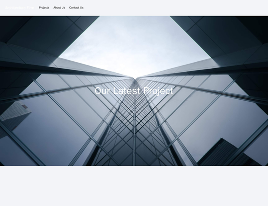 Architecture Firm Website: A minimalist design featuring a centered logo, a top navigation bar with links like "Projects Web Template 1742