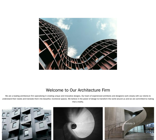 Architecture Firm Website: A grid layout with white space, a monochromatic color palette, and a centered logo. Columns f Web Template 980