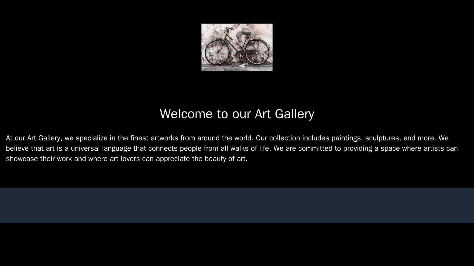 Art Gallery: A full-width image slider with a black background and white text overlay, allowing images to take center st Web Template 1098