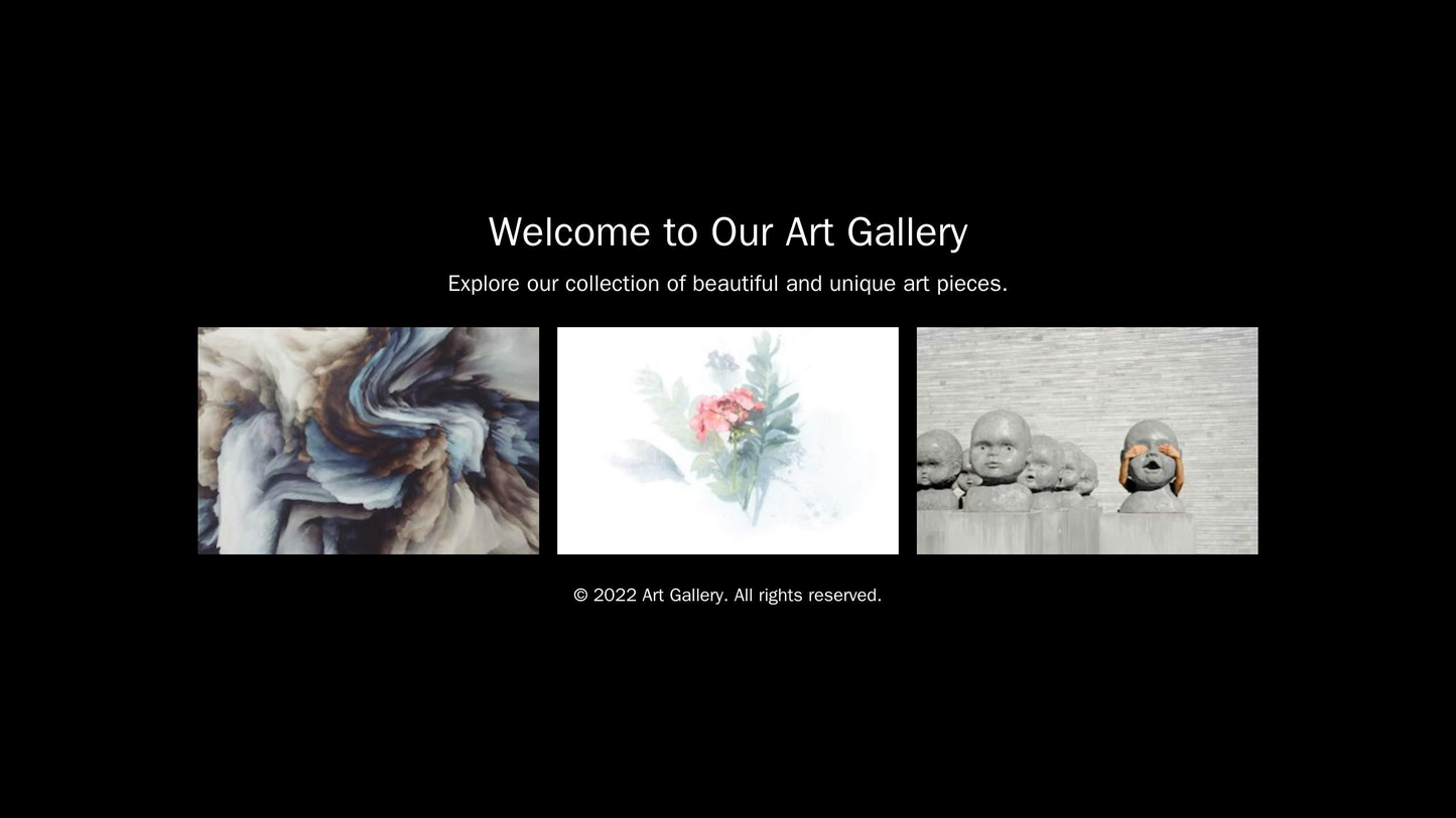 Art Gallery: A clean design with a black-and-white color scheme and a centered logo. The main focus is on full-screen im Web Template 1201