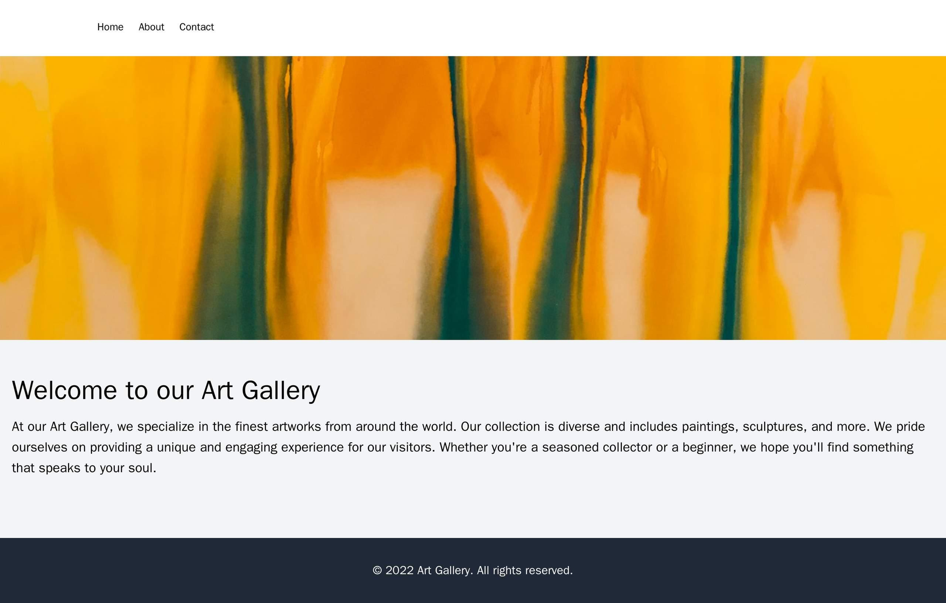 Art Gallery: A bold and dynamic design with a contrasting color palette, a full-width banner image, and a horizontal nav Web Template 1256