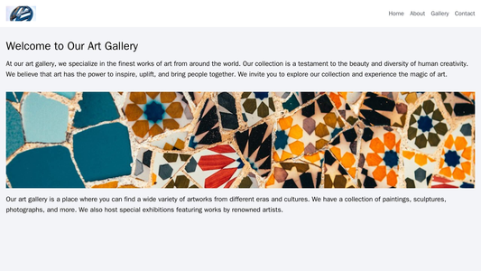 Art Gallery: A site with a custom and unique design. A header with the company logo and a dropdown menu to navigate the  Web Template 1428