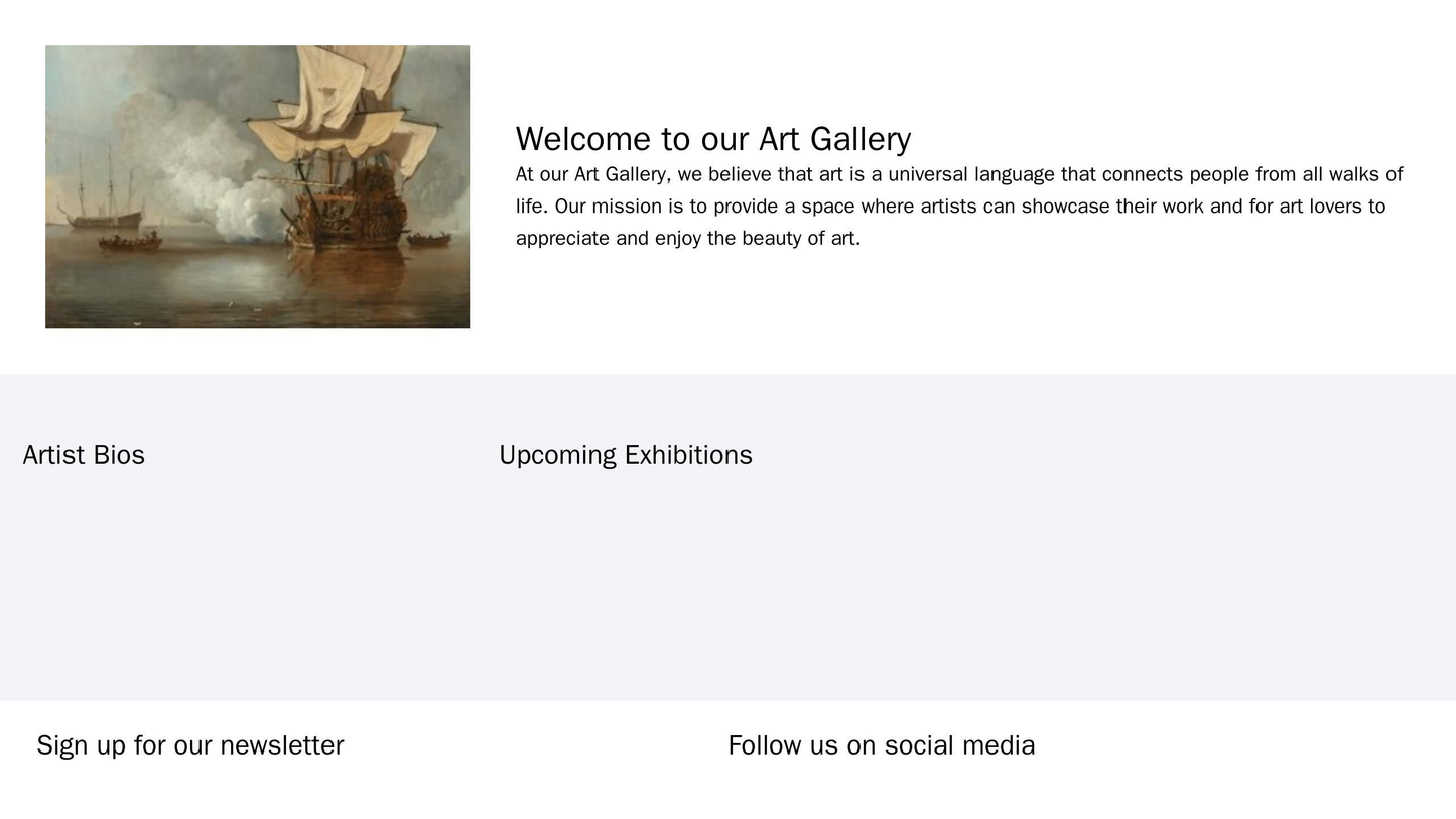 Art Gallery: A visually stunning site with a large, colorful image slider at the top, a left sidebar featuring artist bi Web Template 1436