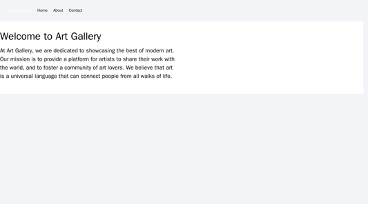 Art Gallery: A clean and modern design with a left-aligned main menu, a full-width header image, and a grid layout for s Web Template 1535