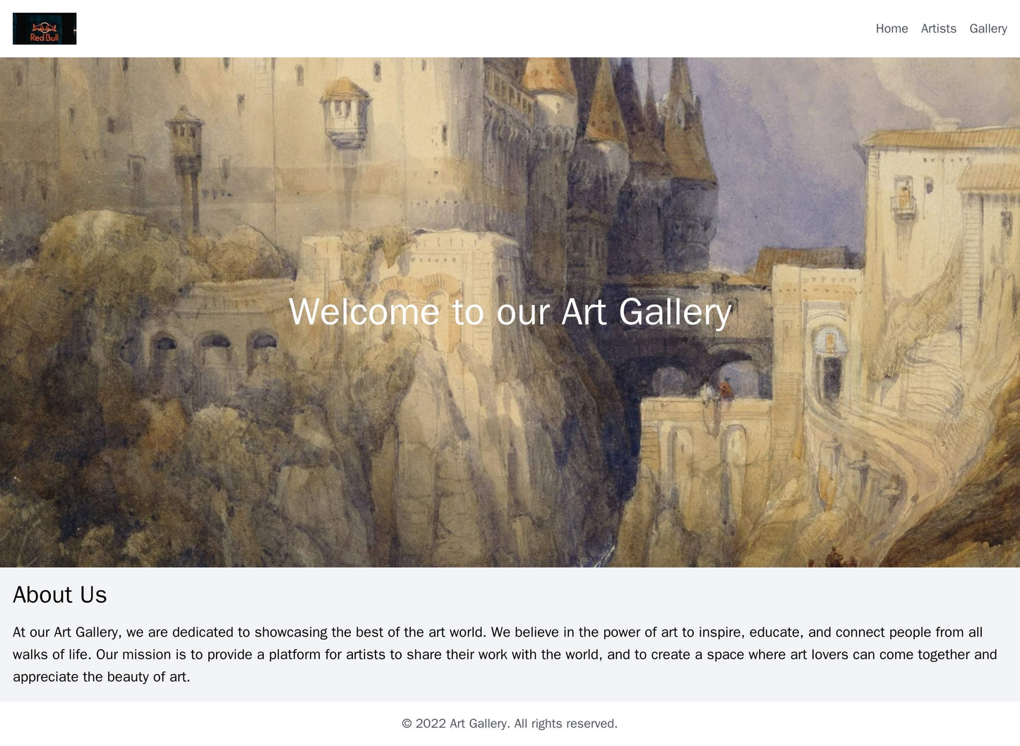 Art Gallery: A visually appealing design featuring a full-width image of artwork for the homepage. The logo is offset to Web Template 1665