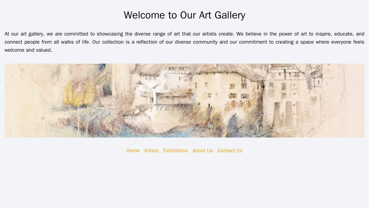 Art Gallery: A beautiful layout with a full-width header image of a stunning artwork. The logo is centered at the top, w Web Template 357