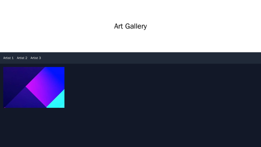 Art Gallery: A high-contrast design with deep, rich colors and white space. A large, centered logo at the top of the pag Web Template 408