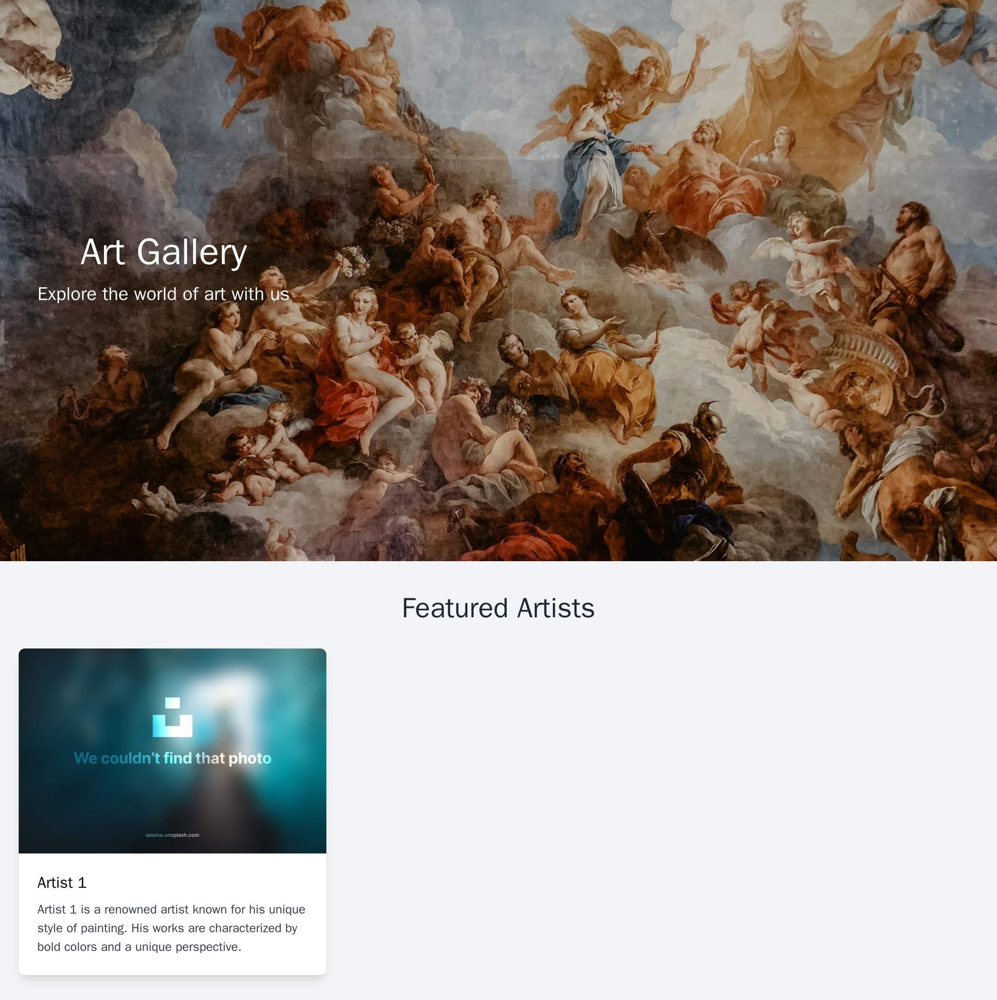 Art Gallery: A visually striking and creative design consisting of a full-screen header image, a large and elegant logo  Web Template 954