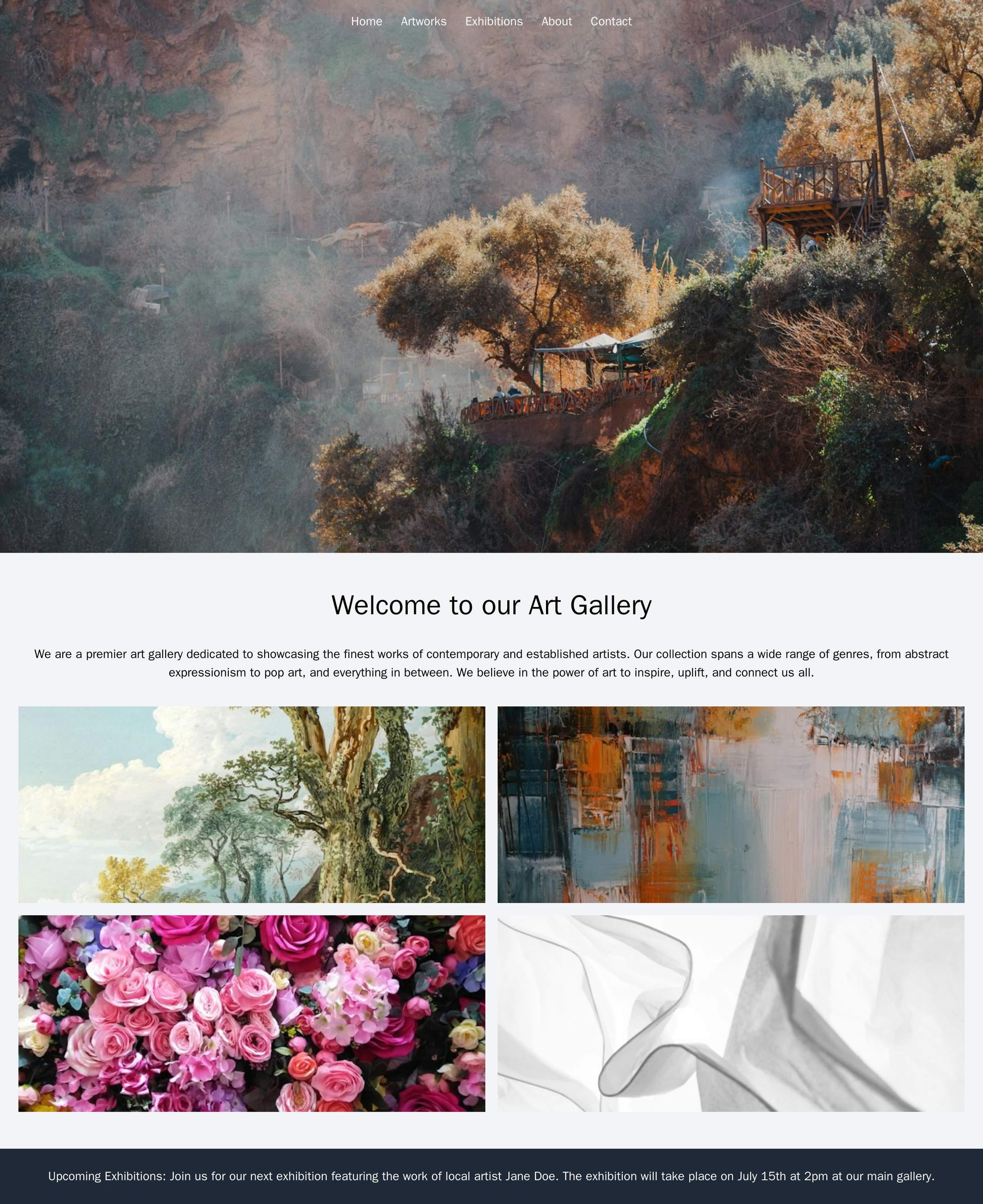 Art Gallery Site: A minimalist design with a large hero image of an artwork, a centered navigation menu, a masonry grid  Web Template 1032