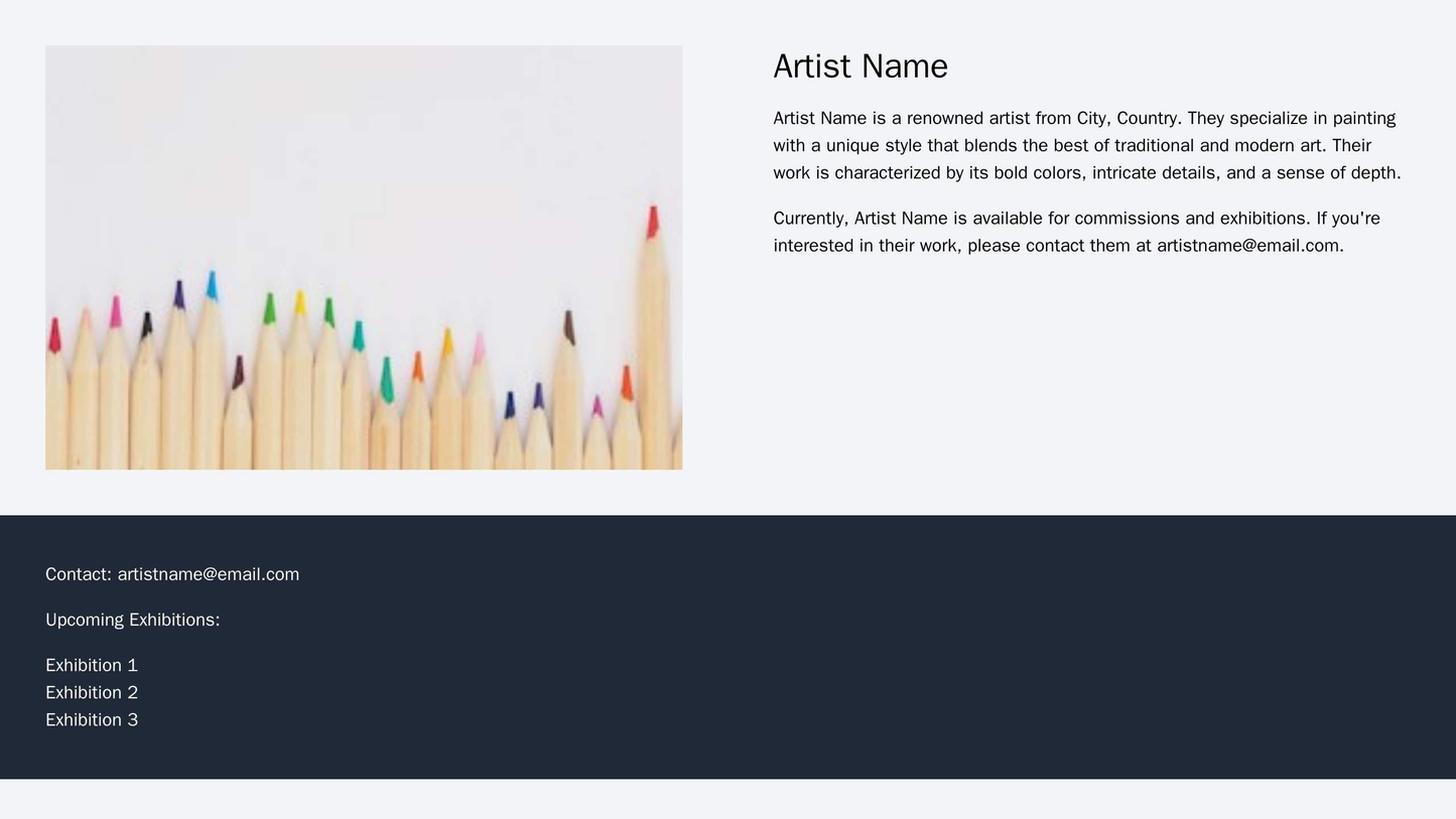 Art Gallery Site: A split-screen layout with artwork on one side and information about the artist and availability on th Web Template 636