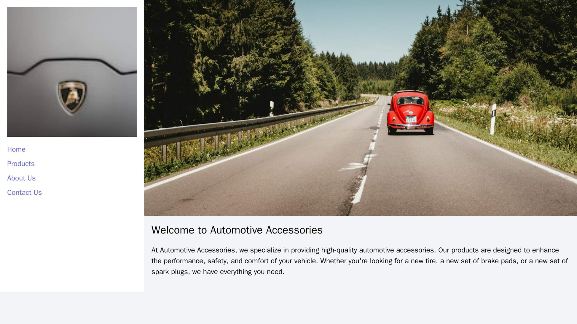 Automotive Accessories: A car-themed design with a wide, full-screen hero image featuring an automotive accessory. A cen Web Template 267