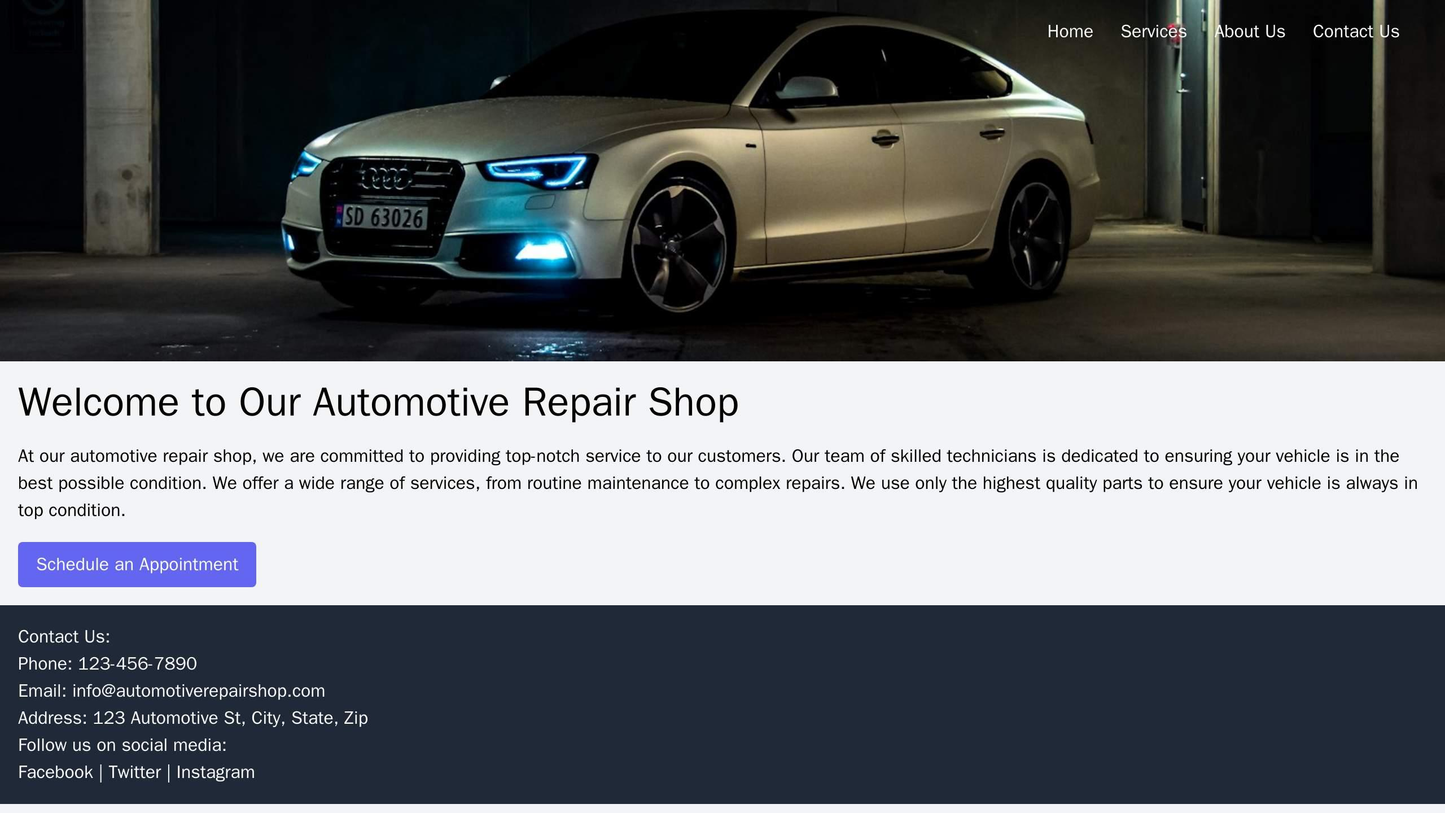 Automotive Repair Shop: A straightforward yet visually appealing design with a header image featuring a vehicle, a top n Web Template 1443