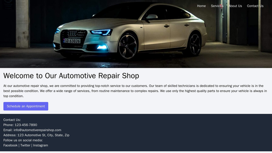 Automotive Repair Shop: A straightforward yet visually appealing design with a header image featuring a vehicle, a top n Web Template 1443