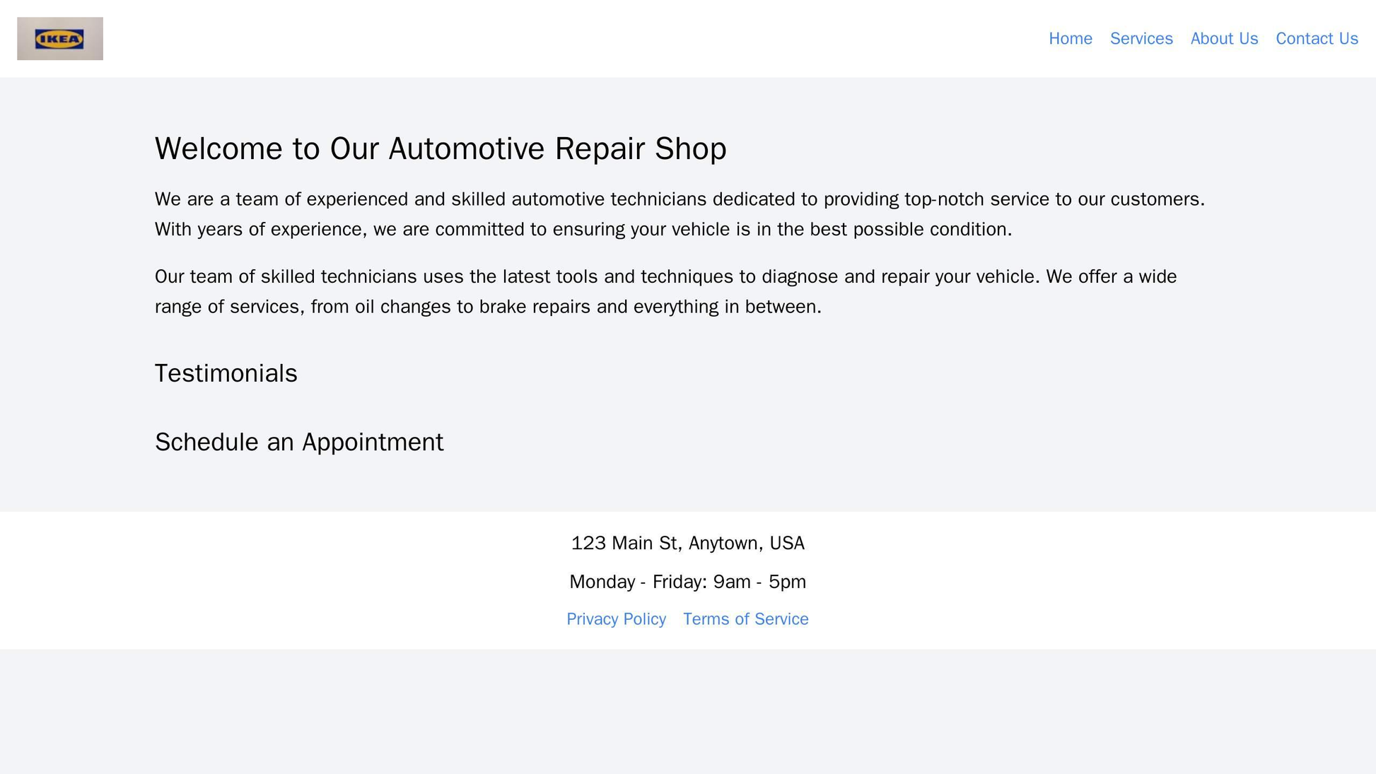 Automotive Repair Shop: An easy-to-navigate design featuring a left-aligned logo and a fixed header menu with links to p Web Template 1659