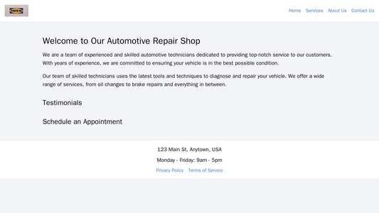 Automotive Repair Shop: An easy-to-navigate design featuring a left-aligned logo and a fixed header menu with links to p Web Template 1659