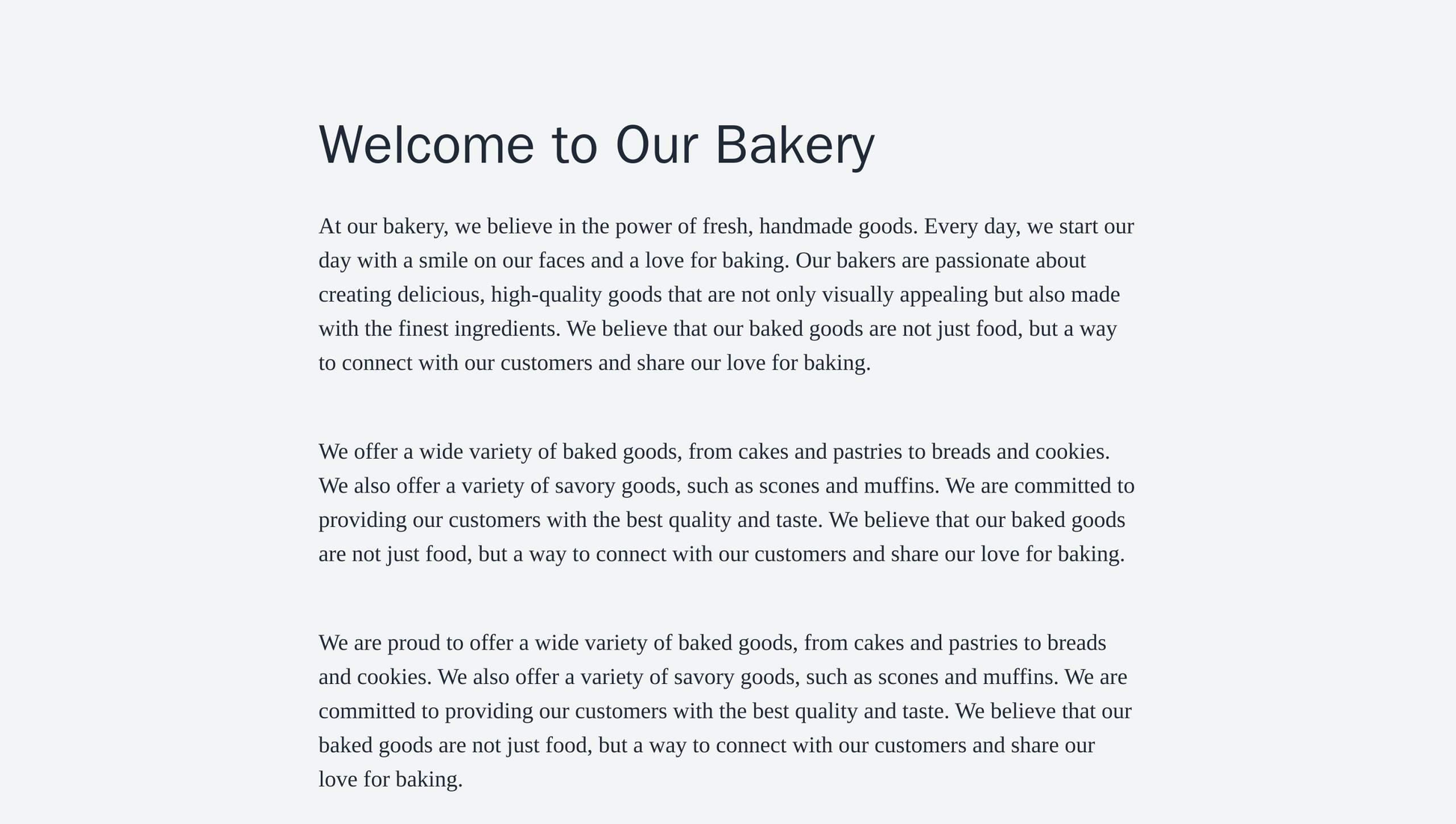 Bakery: A warm and inviting layout with a full-width background image of fresh baked goods. The logo is placed at the to Web Template 498