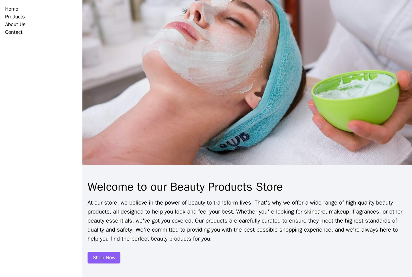 Beauty Products: A clean, e-commerce focused site with a left-aligned vertical navigation menu and a large, high-quality Web Template 133