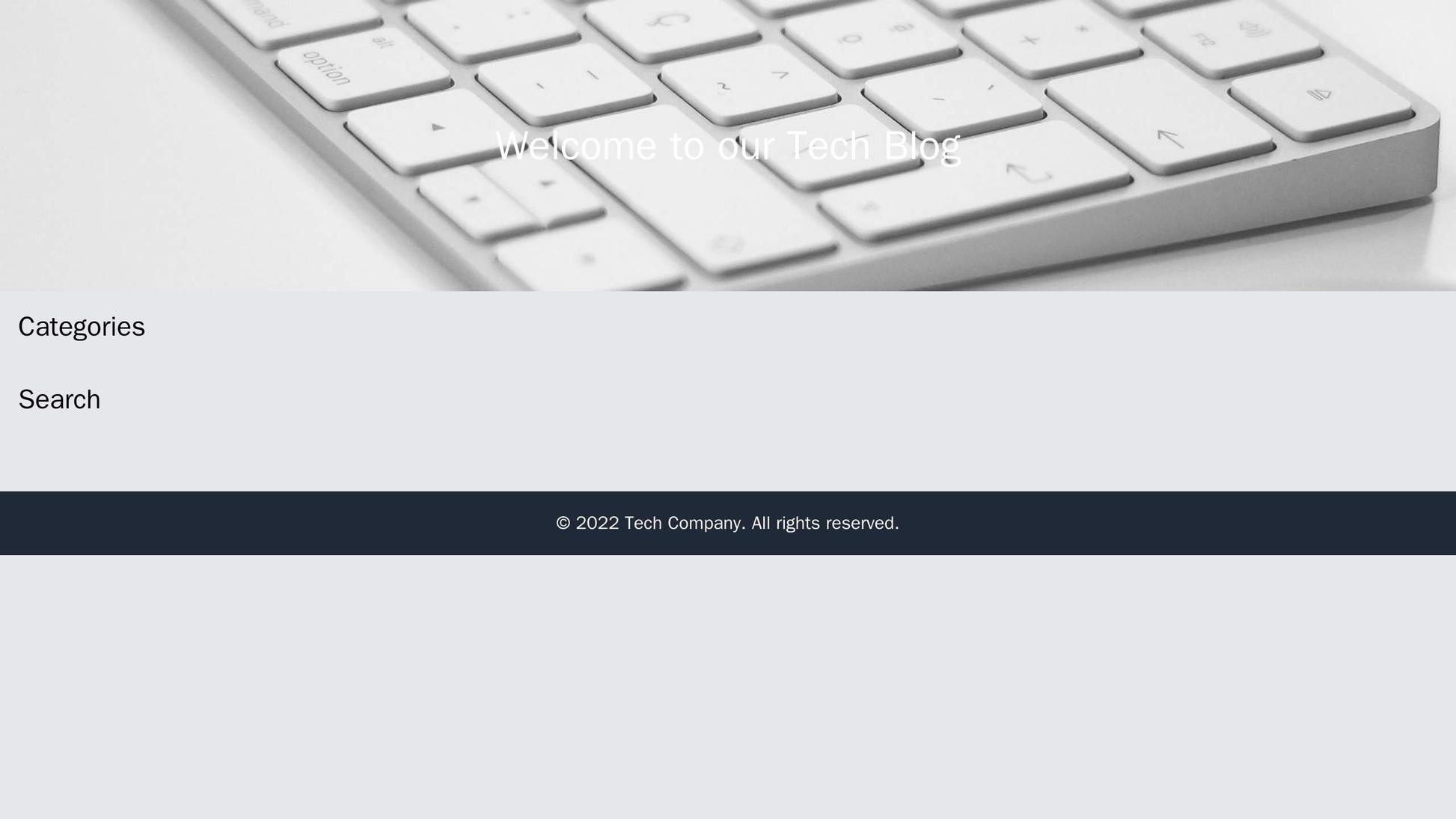 Blog for a Tech Company: Minimalist design with a large centered header image, a left sidebar for categories and a searc Web Template 1696