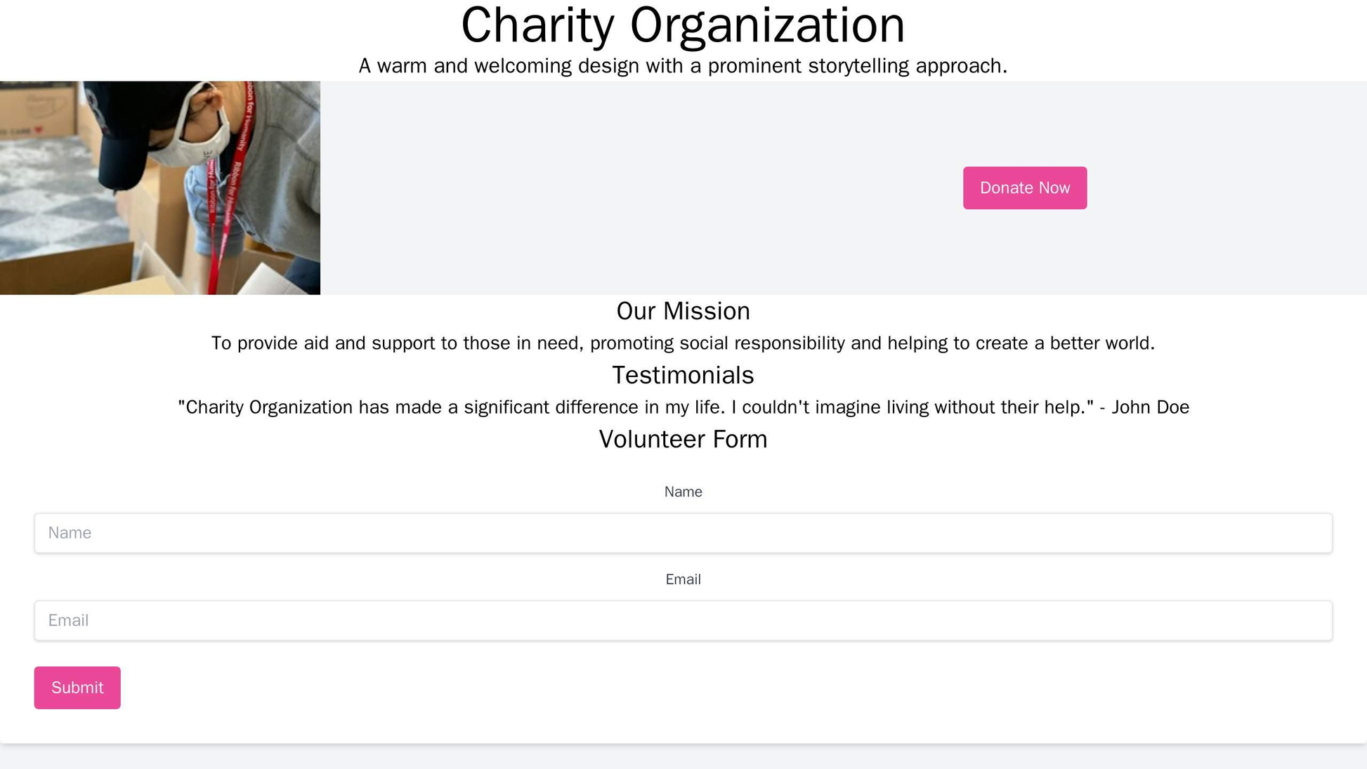 Charity Organization: A warm and welcoming design with a prominent storytelling approach, a large donate button, and a f Web Template 1422