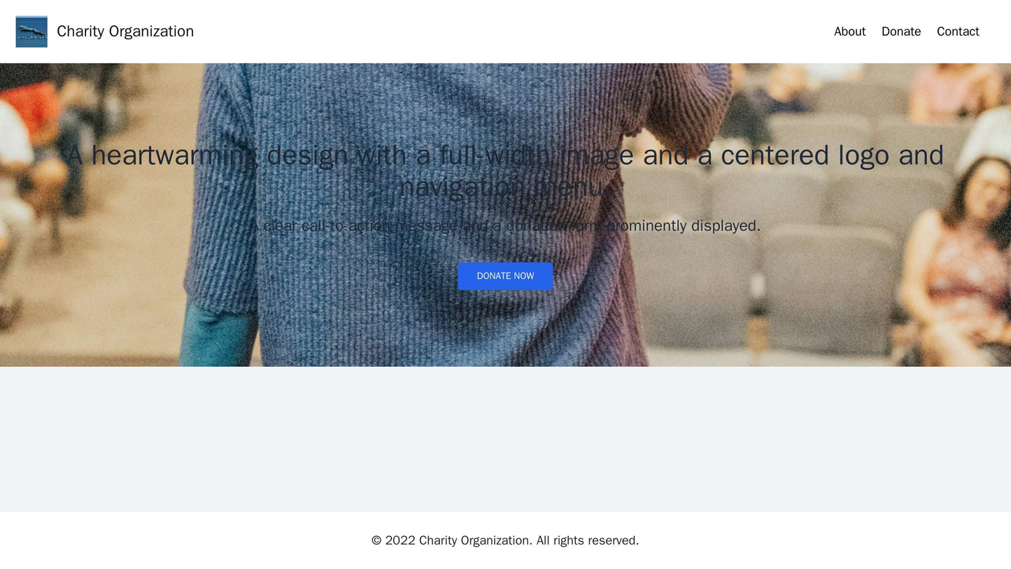 Charity Organization: A heartwarming design with a full-width image and a centered logo and navigation menu. A clear cal Web Template 1494