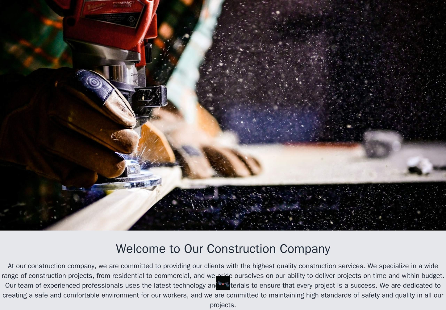 Construction Company: A strong and durable design with a large, full-width image of a construction site, and the navigat Web Template 1018