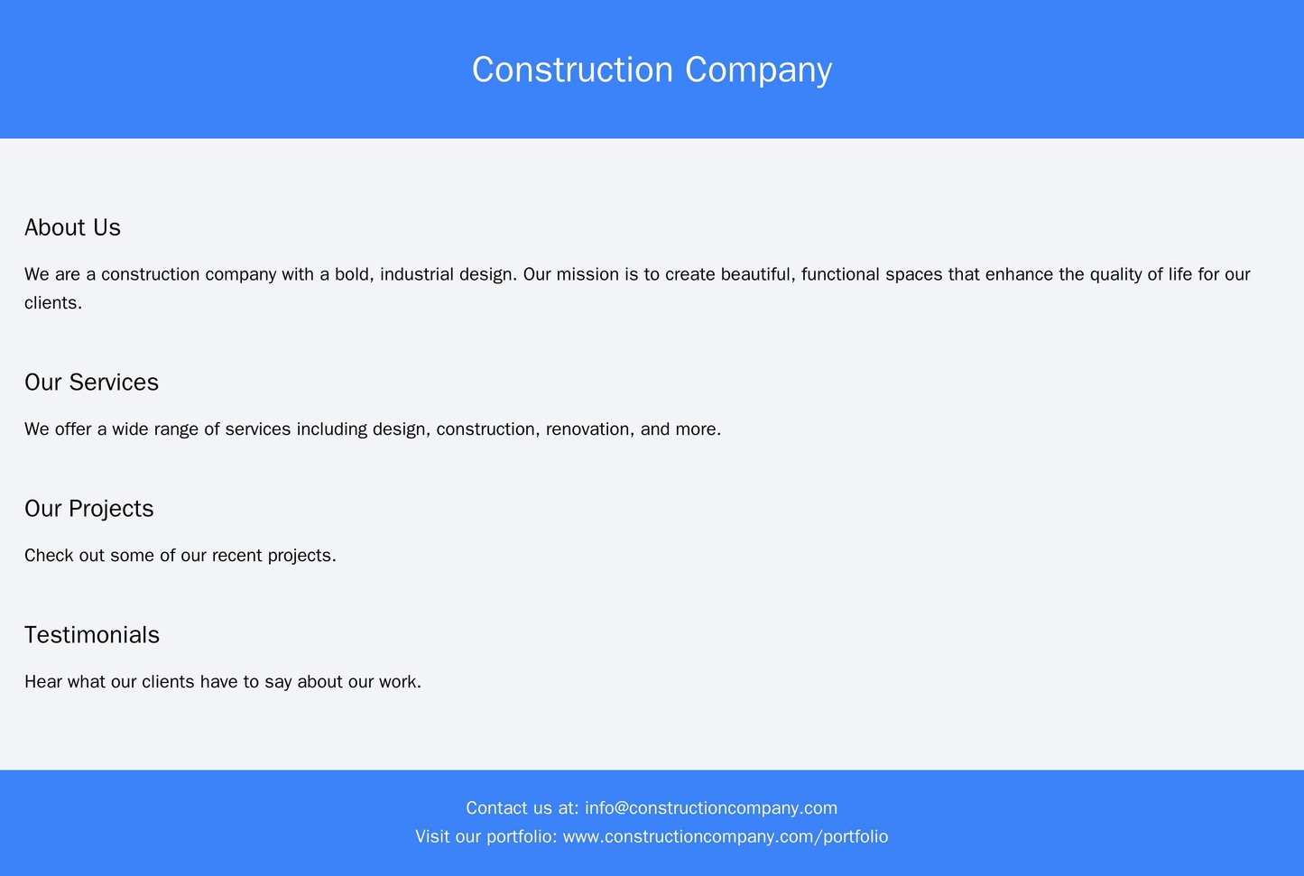 Construction Company: A bold, industrial design with a large, prominent logo centered at the top. The main content is or Web Template 310