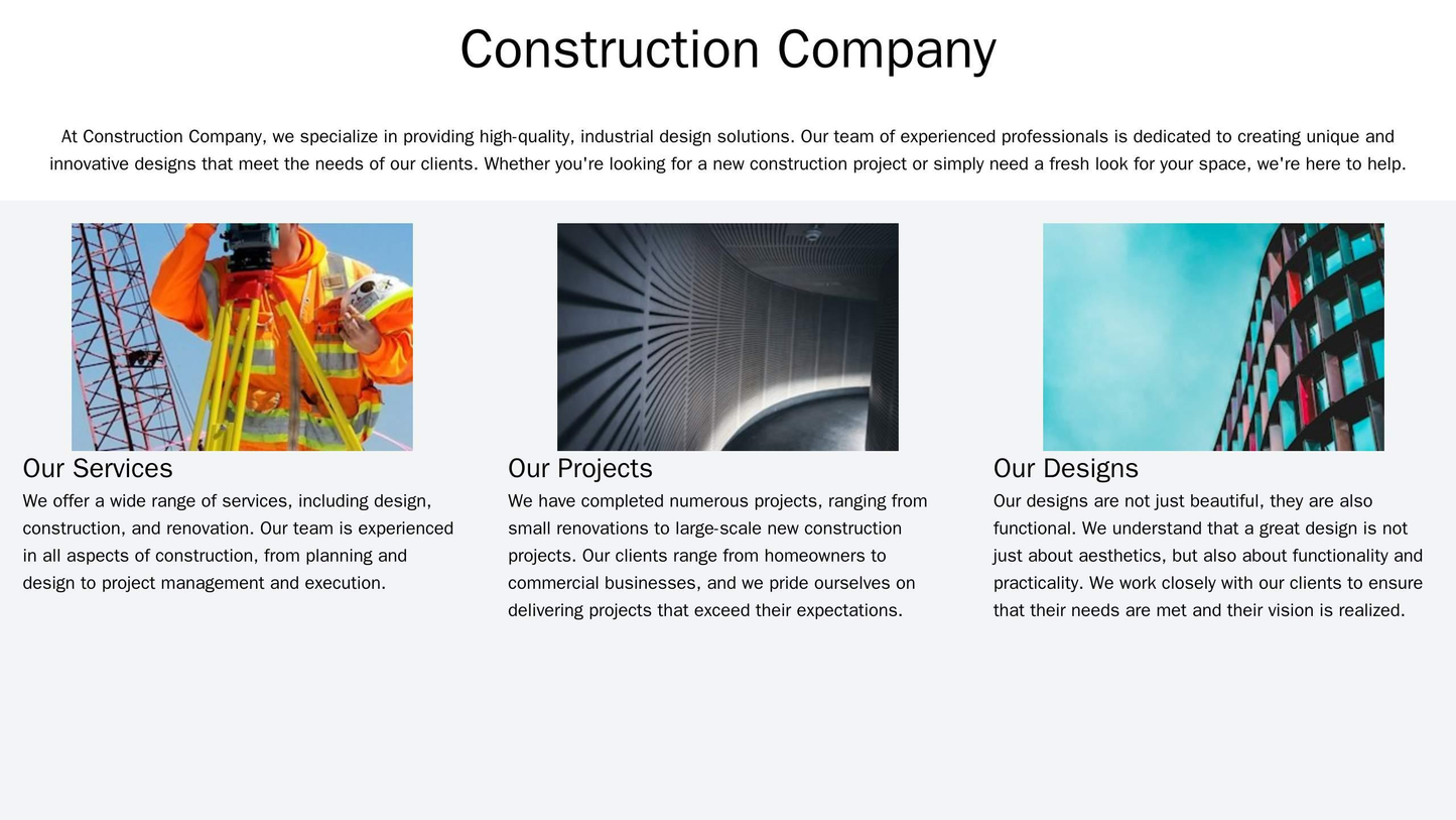 Construction Company: A rugged, industrial design with a large, centered logo, a prominent call-to-action button, and a  Web Template 372