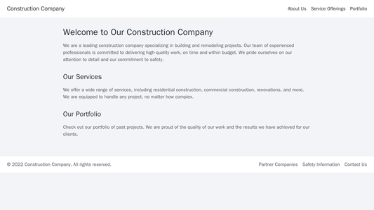 Construction Company: A rugged and rough design with a hero image of a construction site, a logo and navigation menu on  Web Template 525