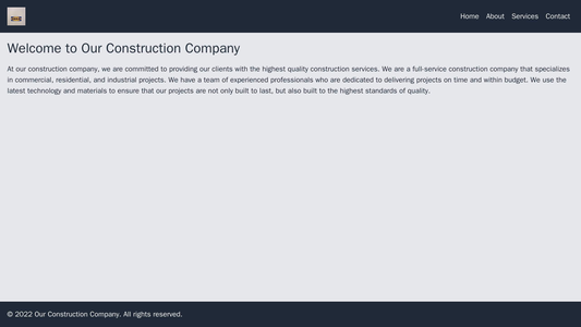 Construction Company: A sturdy and professional design with a gridded layout, a centered logo, and a left-aligned menu.  Web Template 729