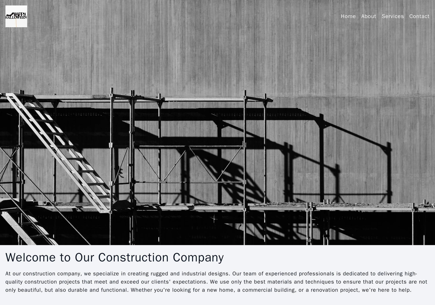 Construction Company: A rugged and industrial design consisting of a header image showcasing construction equipment or t Web Template 955