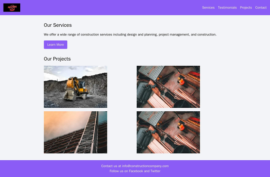 Construction Company Website: A professional and functional design, with a prominent call-to-action button on the homepa Web Template 1288