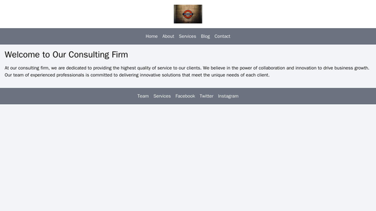 Consulting Firm: A sleek, professional design with a large logo in the center, a centered navigation bar, and a blog-sty Web Template 1274