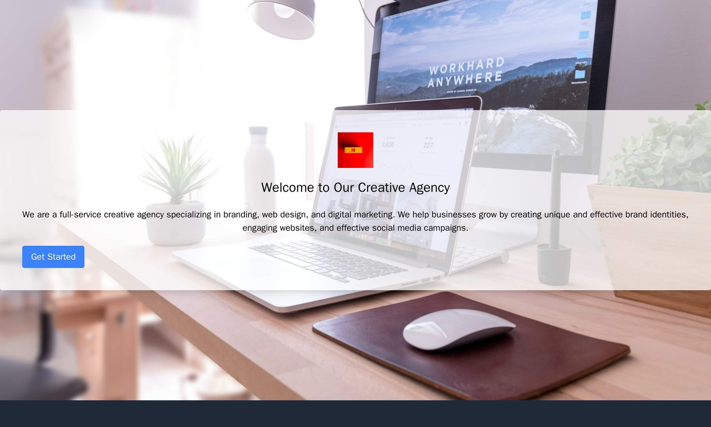 Creative Agency: A full-screen background image of a project, with a semi-transparent overlay containing the logo and a  Web Template 1293