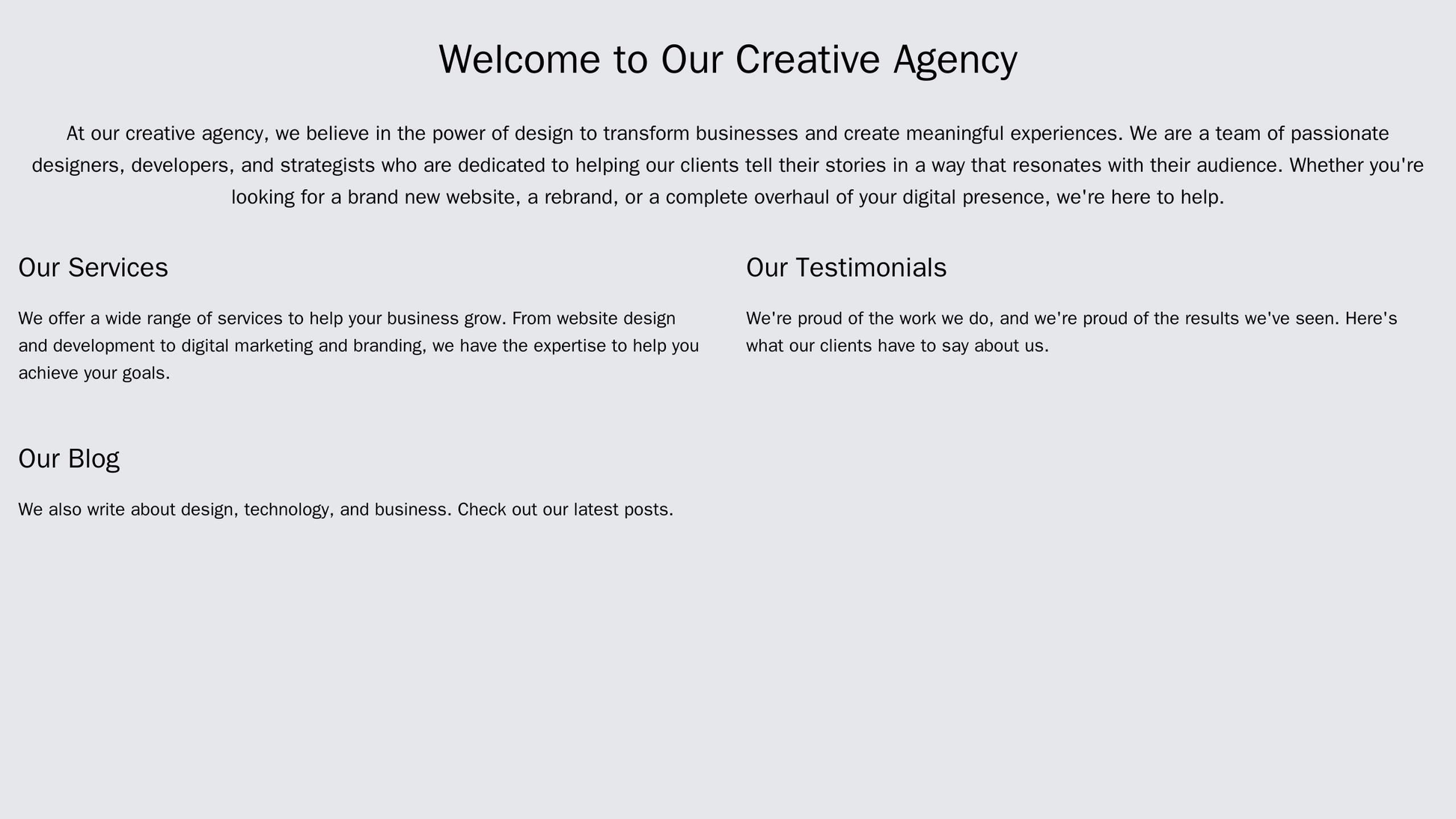 Creative Agency: A visually stunning design, consisting of a full-width hero image, a left sidebar showcasing client tes Web Template 1385