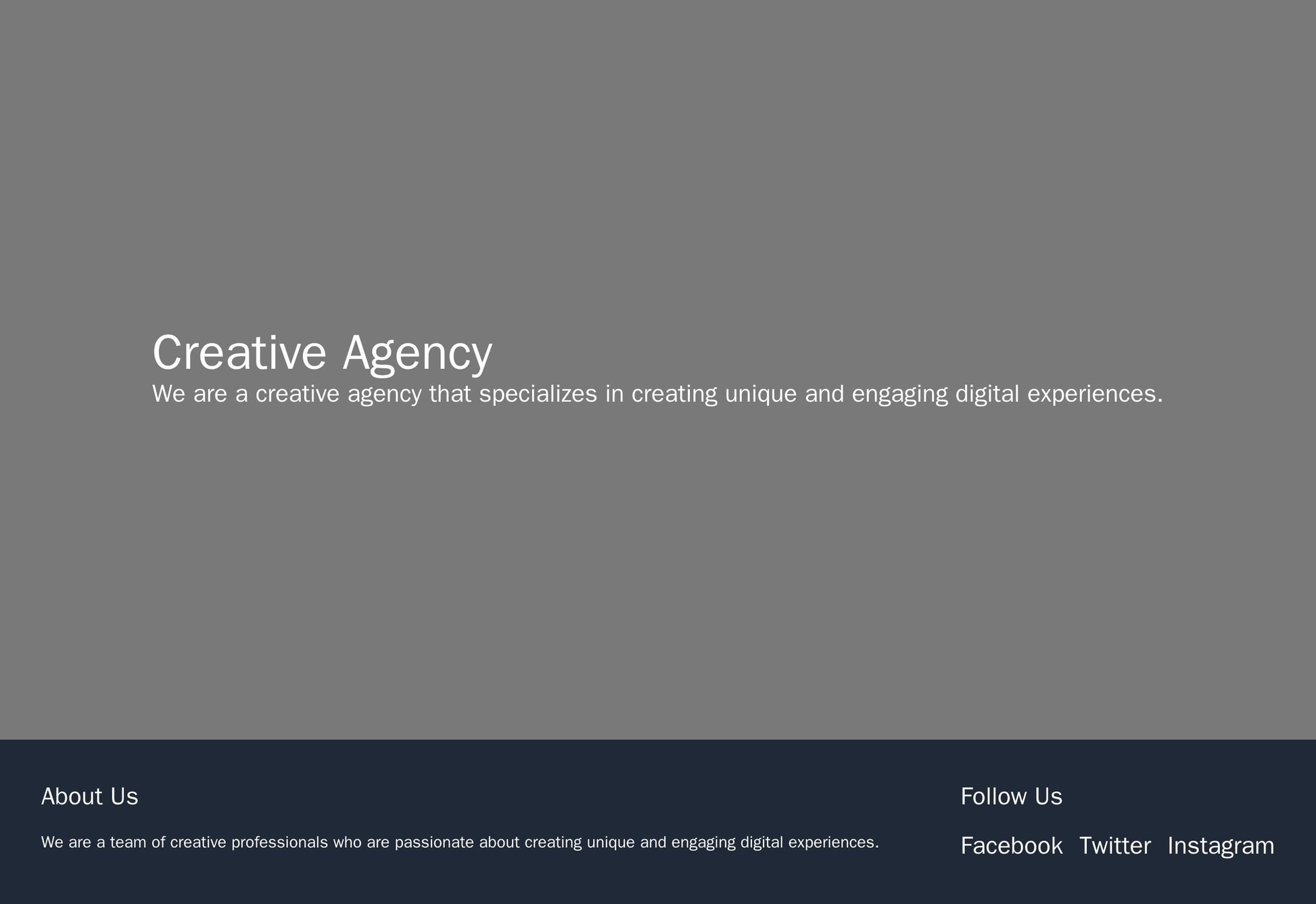 Creative Agency: A full-screen image with a faded overlay and acentered logo. A parallax scrolling effect and a horizont Web Template 1771