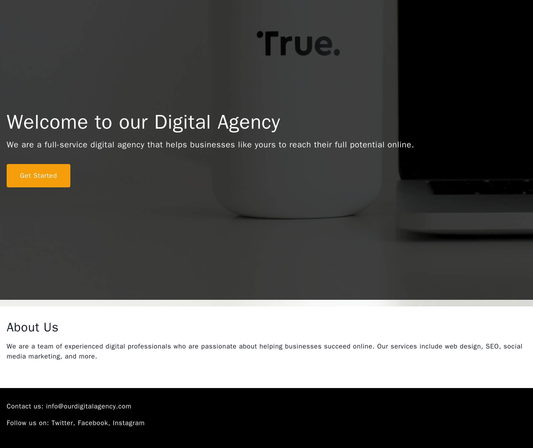 Digital Agency Site: A modern, minimalist design with a full-screen header featuring a short intro, a call-to-action but Web Template 437