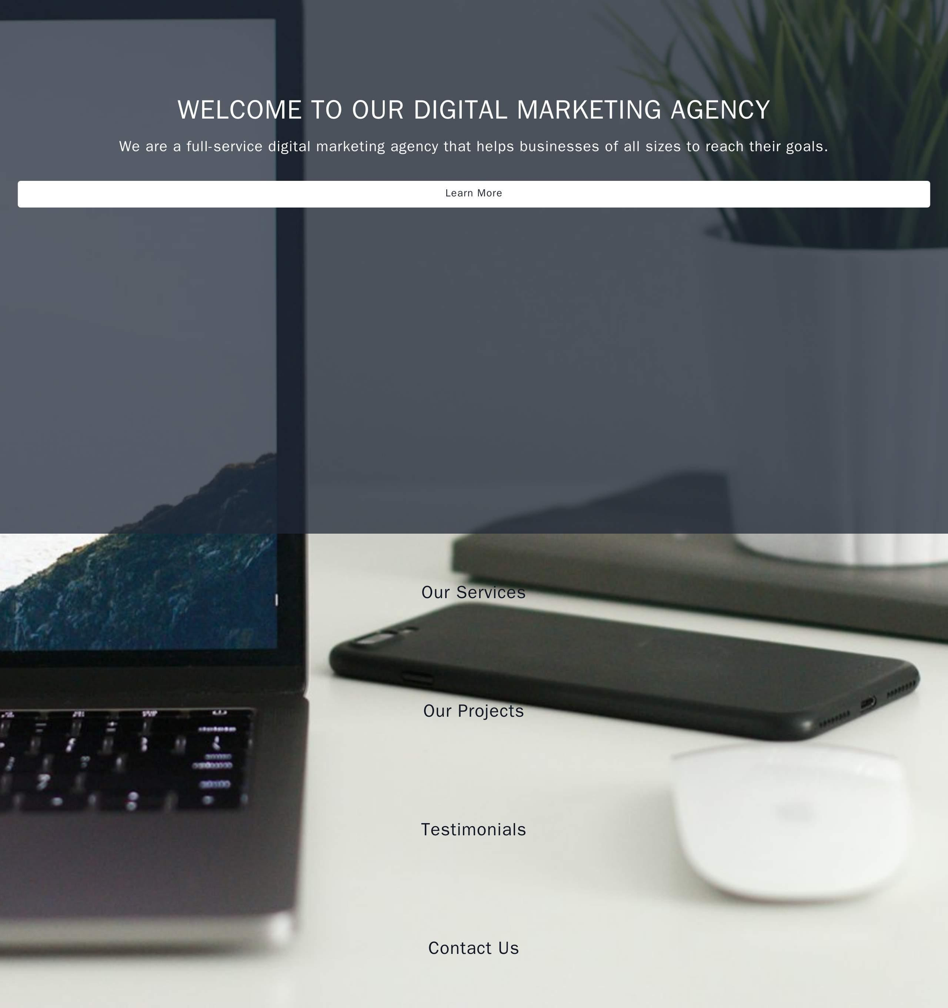 Digital Marketing Agency Site: A full-width header image with a call-to-action overlay. A multi-column layout with secti Web Template 1170