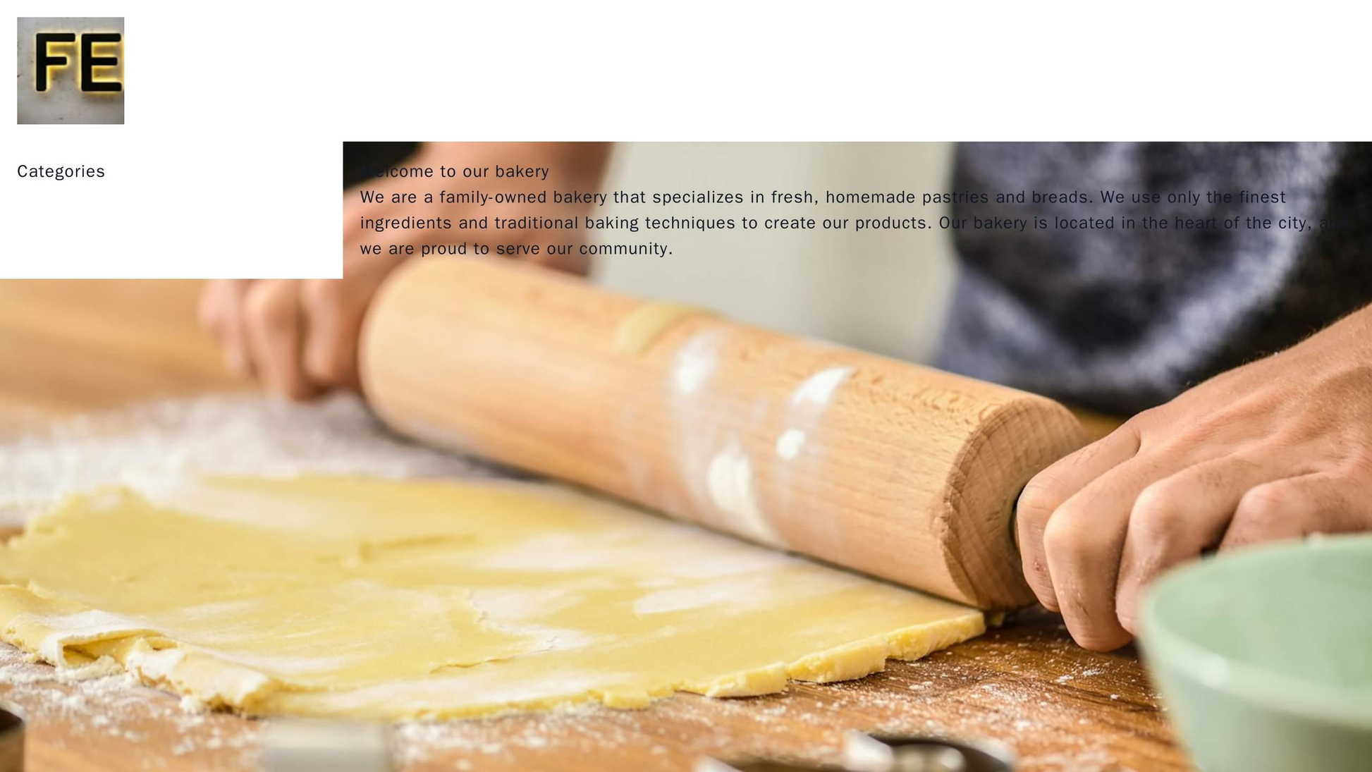 E-commerce Site for a Bakery: A full-width background image of a bakery with a rotating carousel of pastries and breads. Web Template 1110