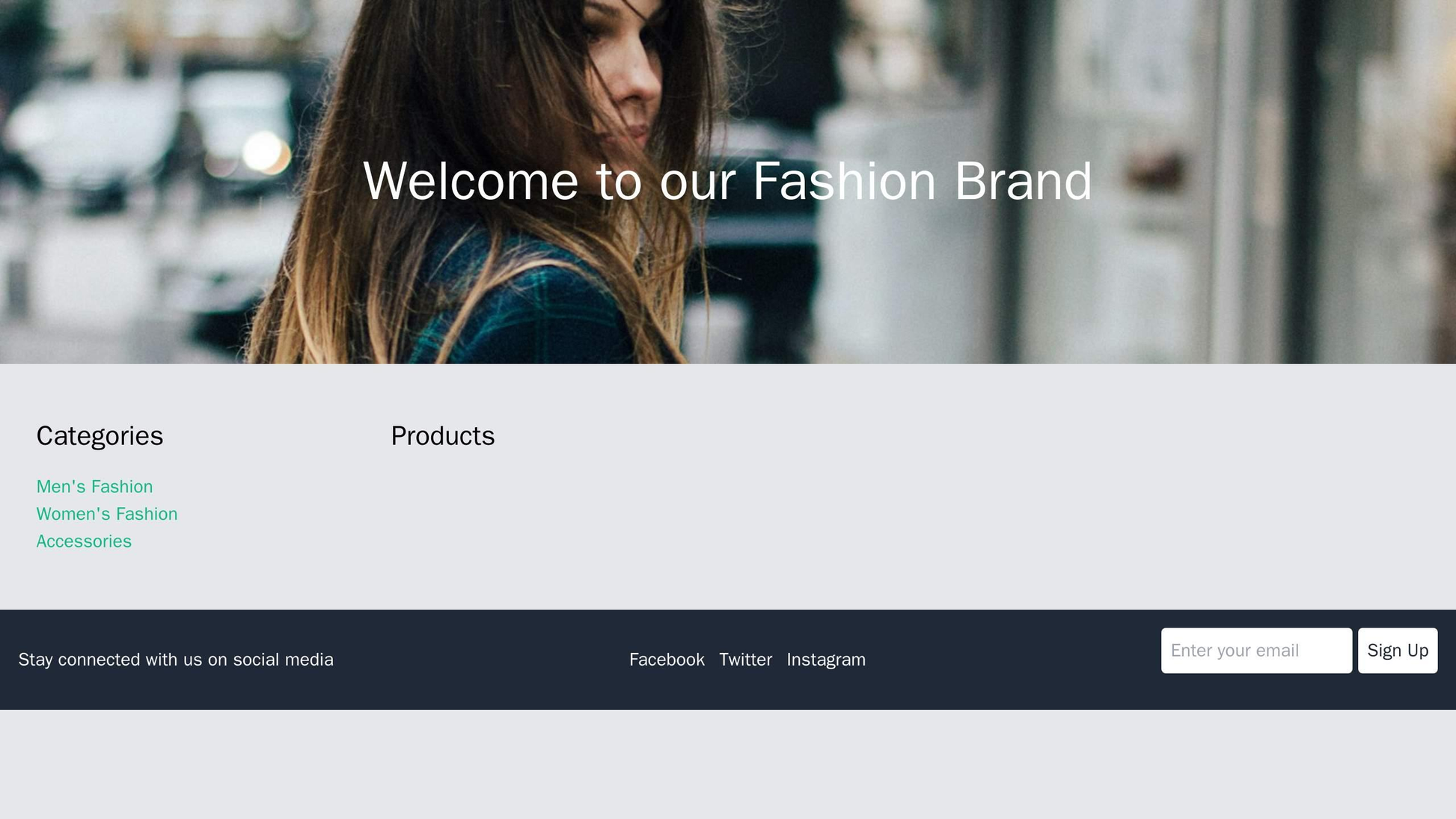 E-commerce Site for a Fashion Brand: A full-width header image with overlaid text and calls-to-action. A sidebar menu on Web Template 1723